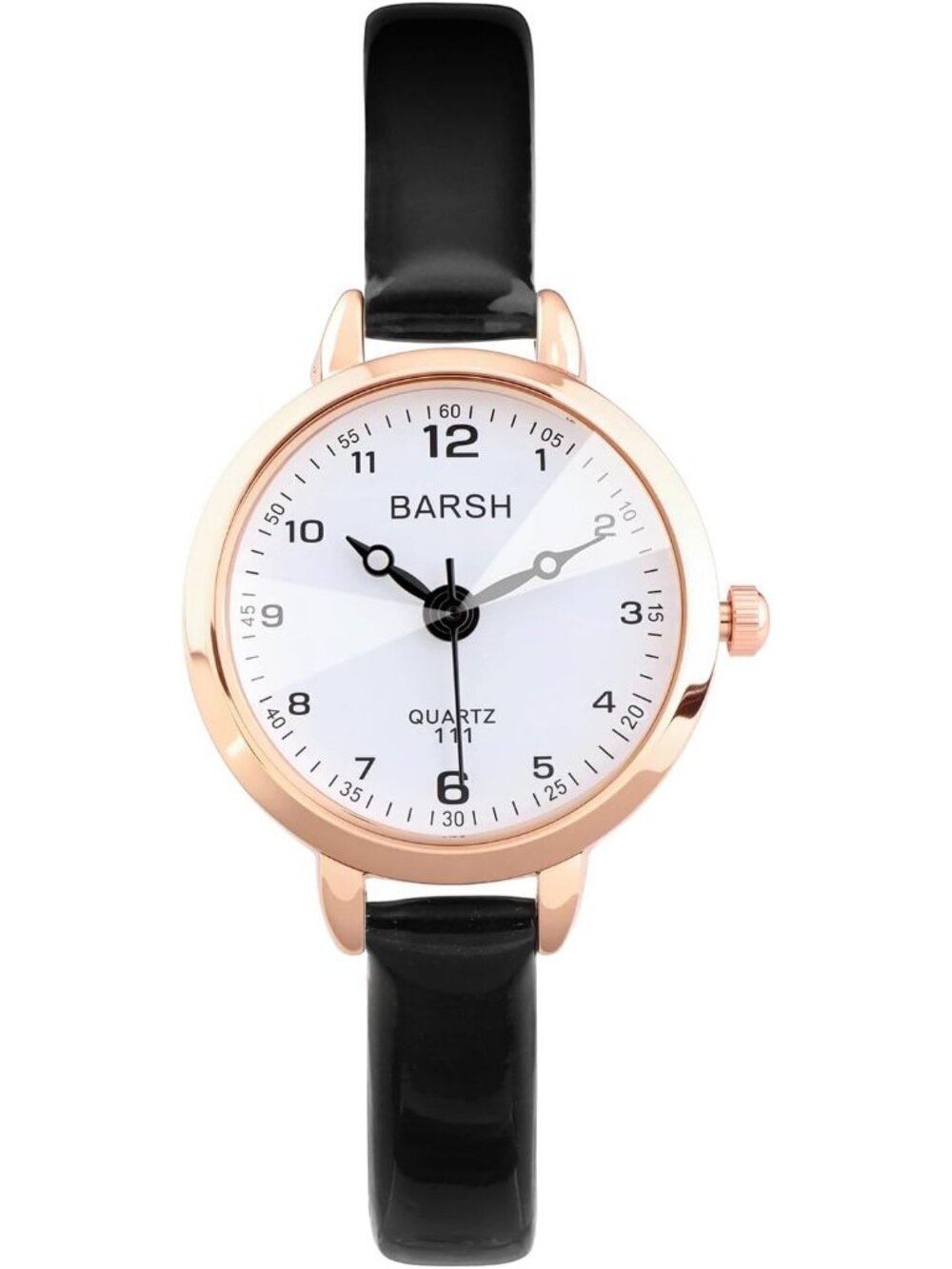 Women's Black And White Analog Quartz Classic Round Case PU Leather Wrist Watch